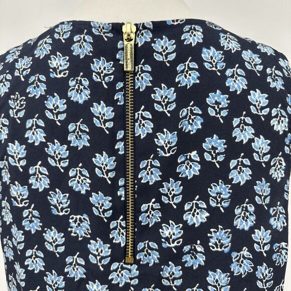 Michael Michael Kors Blouse Size M Women Blue Floral Sleeveless Back Zip Basic - Picture 5 of 8